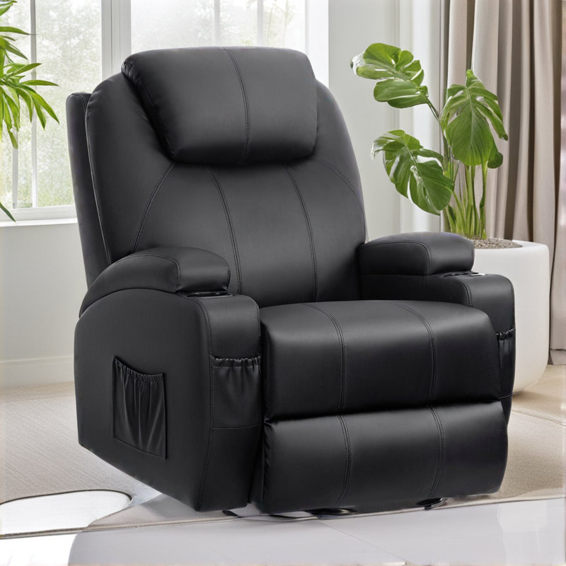 Latitude Run Deonn 30 Wide Faux Leather Power Lift Assist Massage Heated Recliner